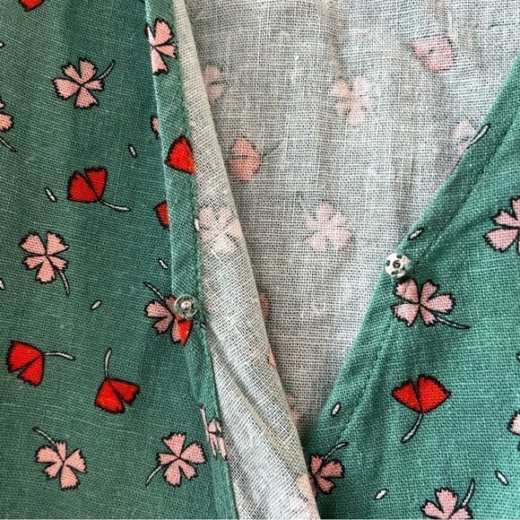 Floral Linen Blend Wrap Tie Front Top - Sz M - Picture 5 of 9